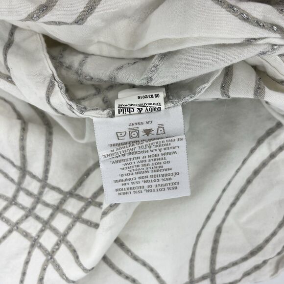 Restoration Hardware Baby Child Duvet Cover 2 Shams Gray White Embroidered Full - Picture 13 of 13